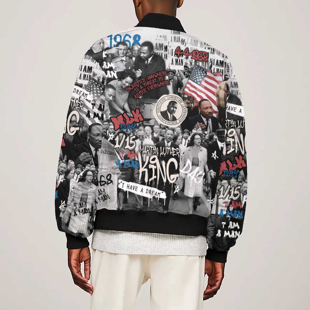 Martin Luther King Day Afro Bomber Jacket Civil Rights Leader - Classic American Street Graffiti - African Pride