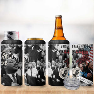 Martin Luther King Day Afro 4 in 1 Can Cooler Tumbler Civil Rights Leader - Classic American Street Graffiti - African Pride