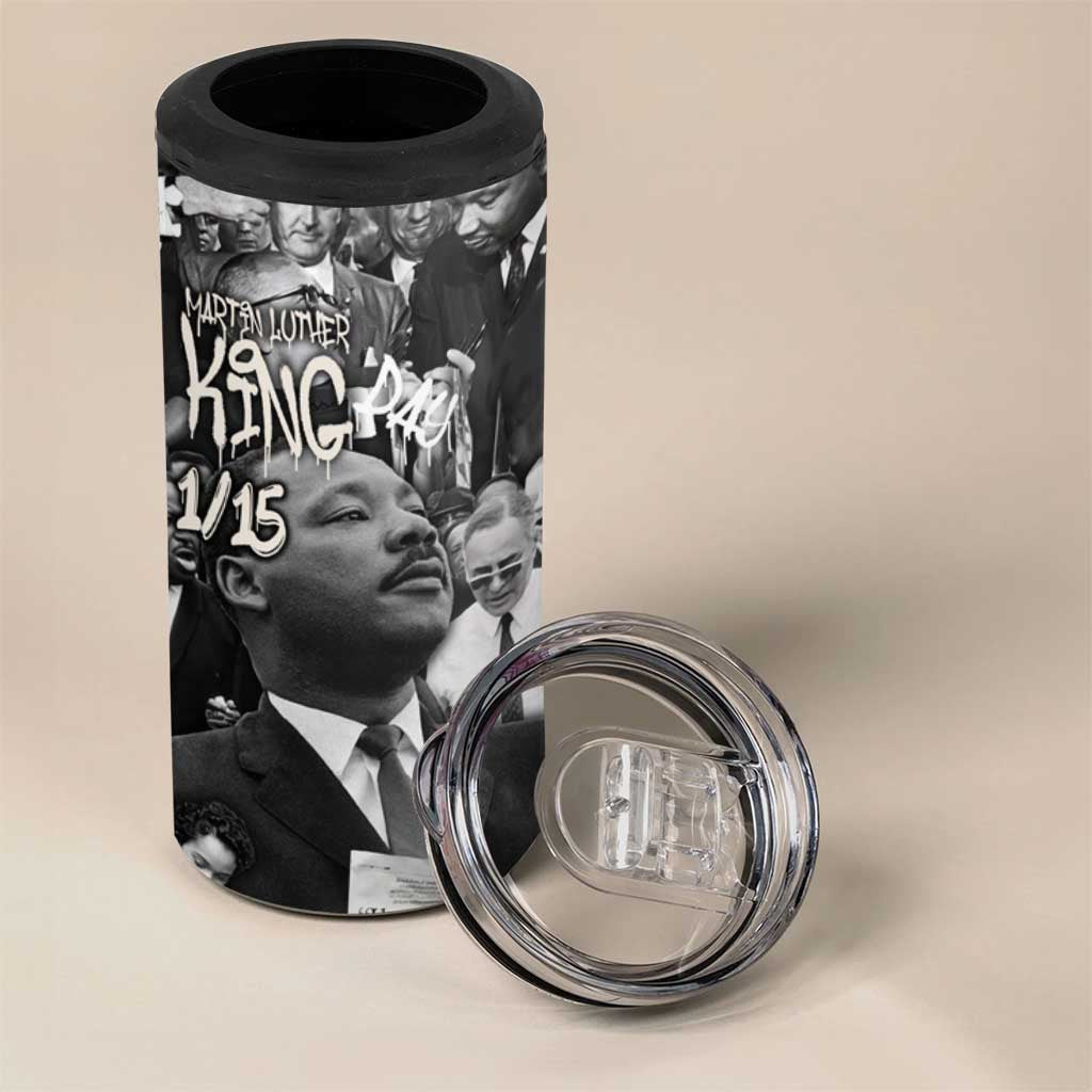 Martin Luther King Day Afro 4 in 1 Can Cooler Tumbler Civil Rights Leader - Classic American Street Graffiti - African Pride