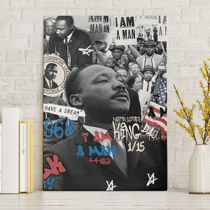 Martin Luther King Day Afro Canvas Wall Art Civil Rights Leader - Classic American Street Graffiti - African Pride