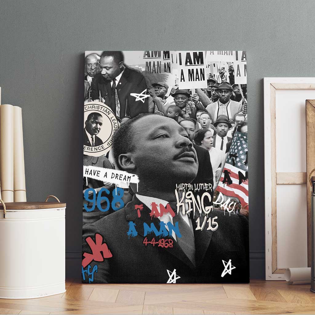 Martin Luther King Day Afro Canvas Wall Art Civil Rights Leader - Classic American Street Graffiti - African Pride