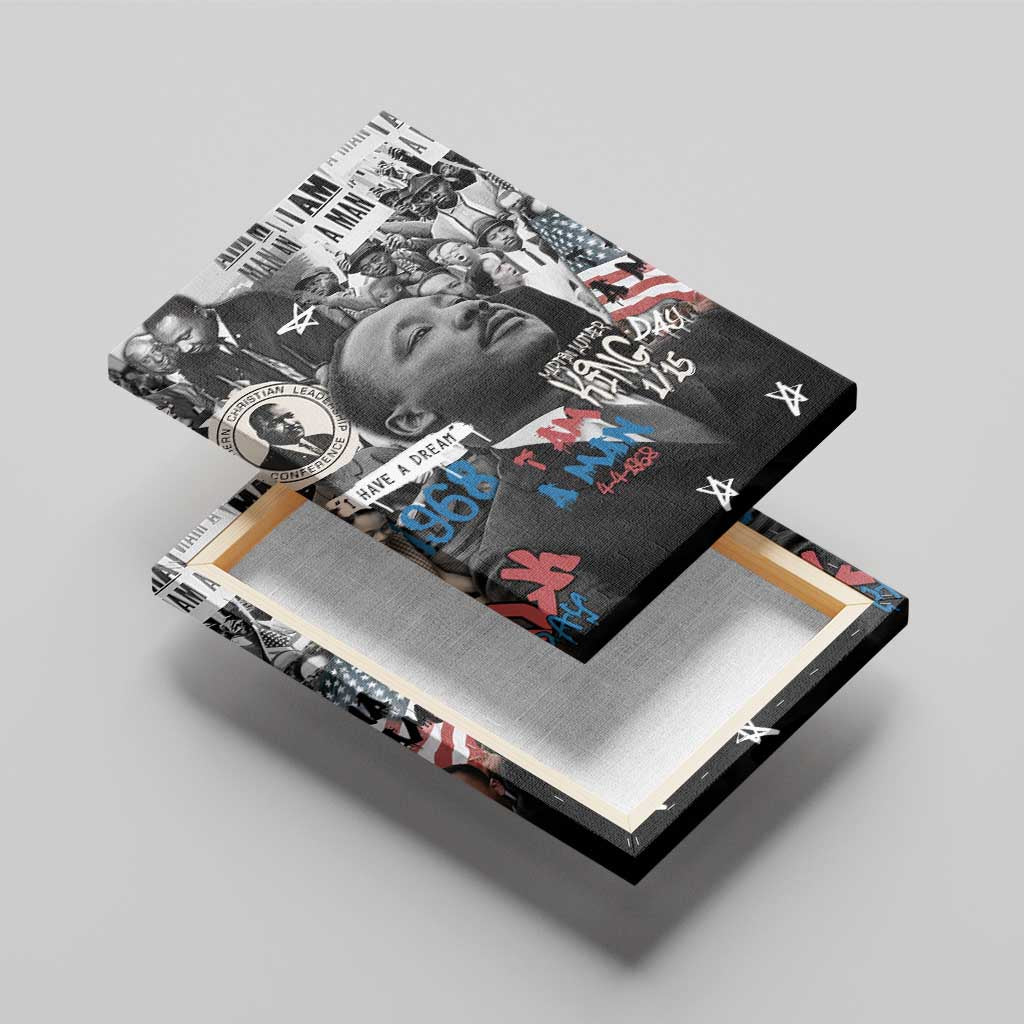 Martin Luther King Day Afro Canvas Wall Art Civil Rights Leader - Classic American Street Graffiti - African Pride