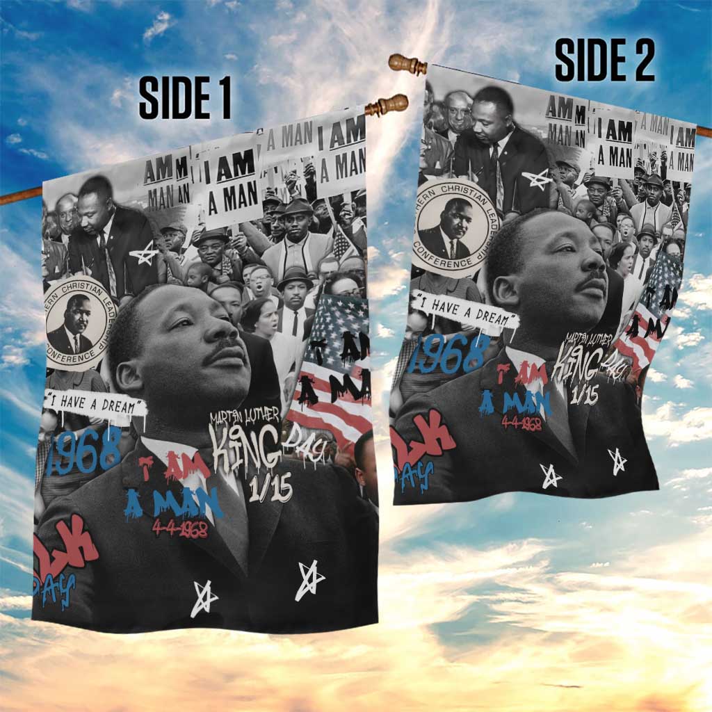 Martin Luther King Day Afro Garden Flag Civil Rights Leader - Classic American Street Graffiti - African Pride