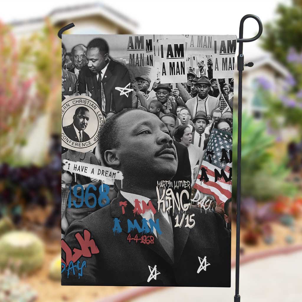 Martin Luther King Day Afro Garden Flag Civil Rights Leader - Classic American Street Graffiti - African Pride
