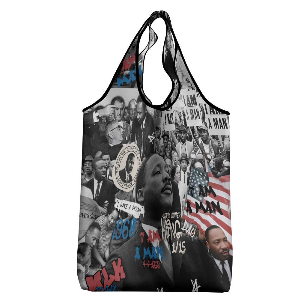 Martin Luther King Day Afro Grocery Bag Civil Rights Leader - Classic American Street Graffiti - African Pride