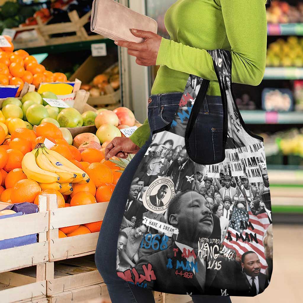 Martin Luther King Day Afro Grocery Bag Civil Rights Leader - Classic American Street Graffiti - African Pride