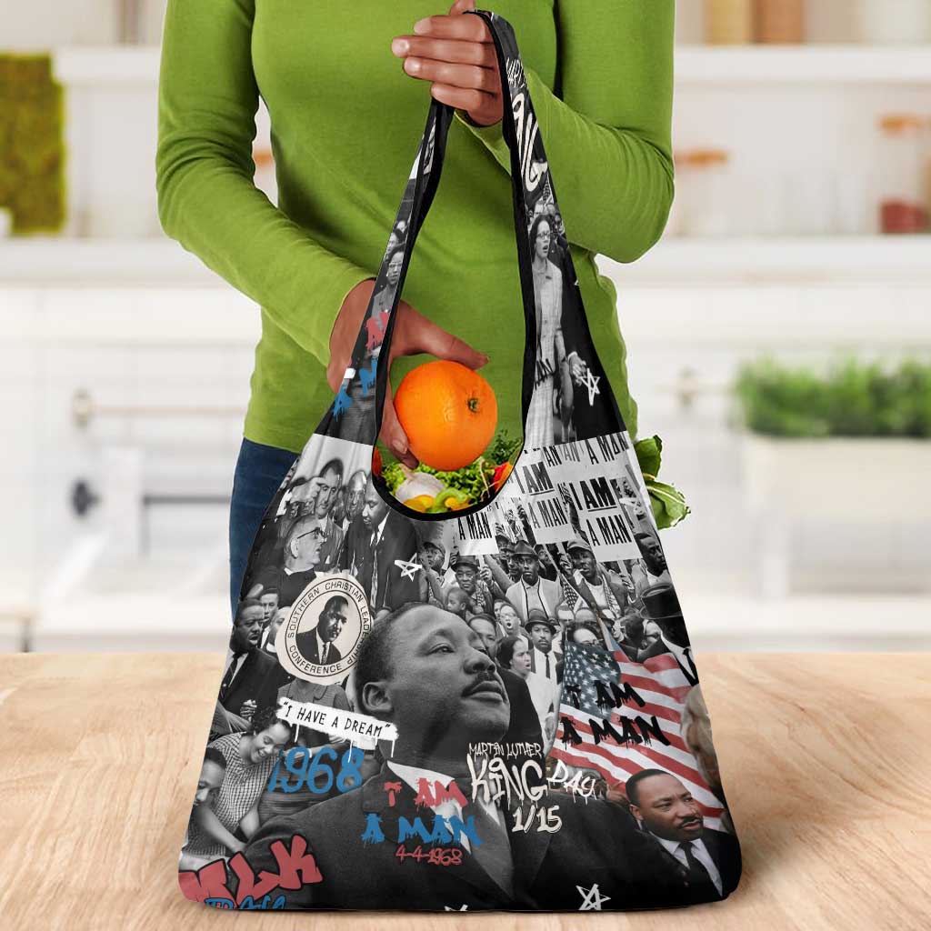 Martin Luther King Day Afro Grocery Bag Civil Rights Leader - Classic American Street Graffiti - African Pride