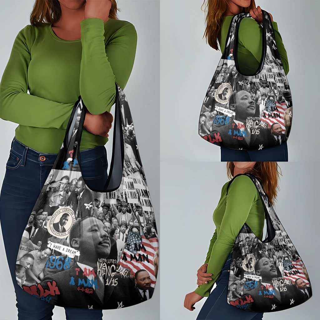 Martin Luther King Day Afro Grocery Bag Civil Rights Leader - Classic American Street Graffiti - African Pride