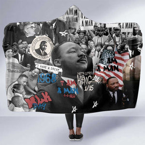 Martin Luther King Day Afro Hooded Blanket Civil Rights Leader - Classic American Street Graffiti - African Pride
