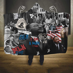 Martin Luther King Day Afro Hooded Blanket Civil Rights Leader - Classic American Street Graffiti - African Pride