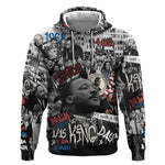 Martin Luther King Day Afro Hoodie Civil Rights Leader - Classic American Street Graffiti - African Pride