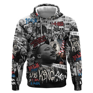 Martin Luther King Day Afro Hoodie Civil Rights Leader - Classic American Street Graffiti - African Pride