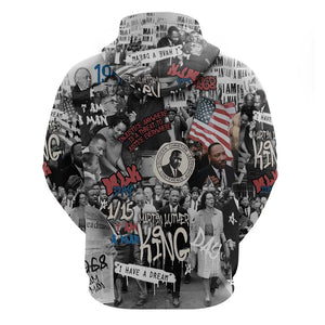 Martin Luther King Day Afro Hoodie Civil Rights Leader - Classic American Street Graffiti - African Pride