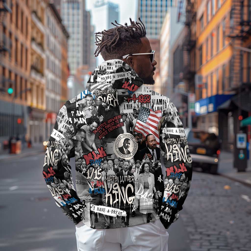 Martin Luther King Day Afro Hoodie Civil Rights Leader - Classic American Street Graffiti - African Pride