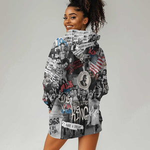 Martin Luther King Day Afro Hoodie Dress Civil Rights Leader - Classic American Street Graffiti - African Pride