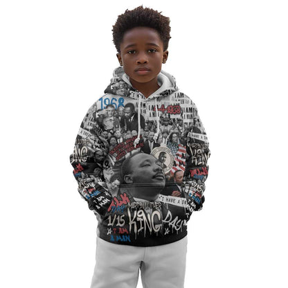Martin Luther King Day Afro Kid Hoodie Civil Rights Leader - Classic American Street Graffiti - African Pride