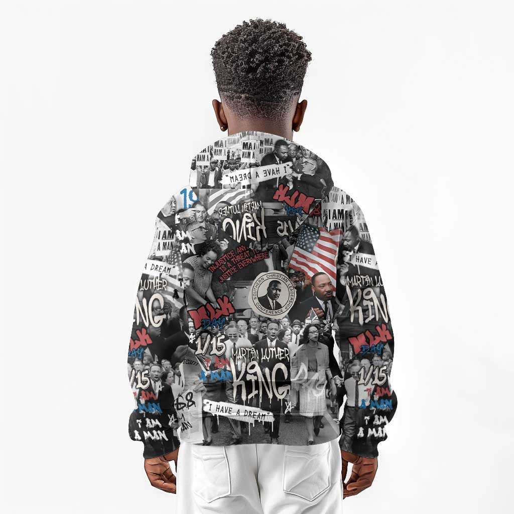 Martin Luther King Day Afro Kid Hoodie Civil Rights Leader - Classic American Street Graffiti - African Pride
