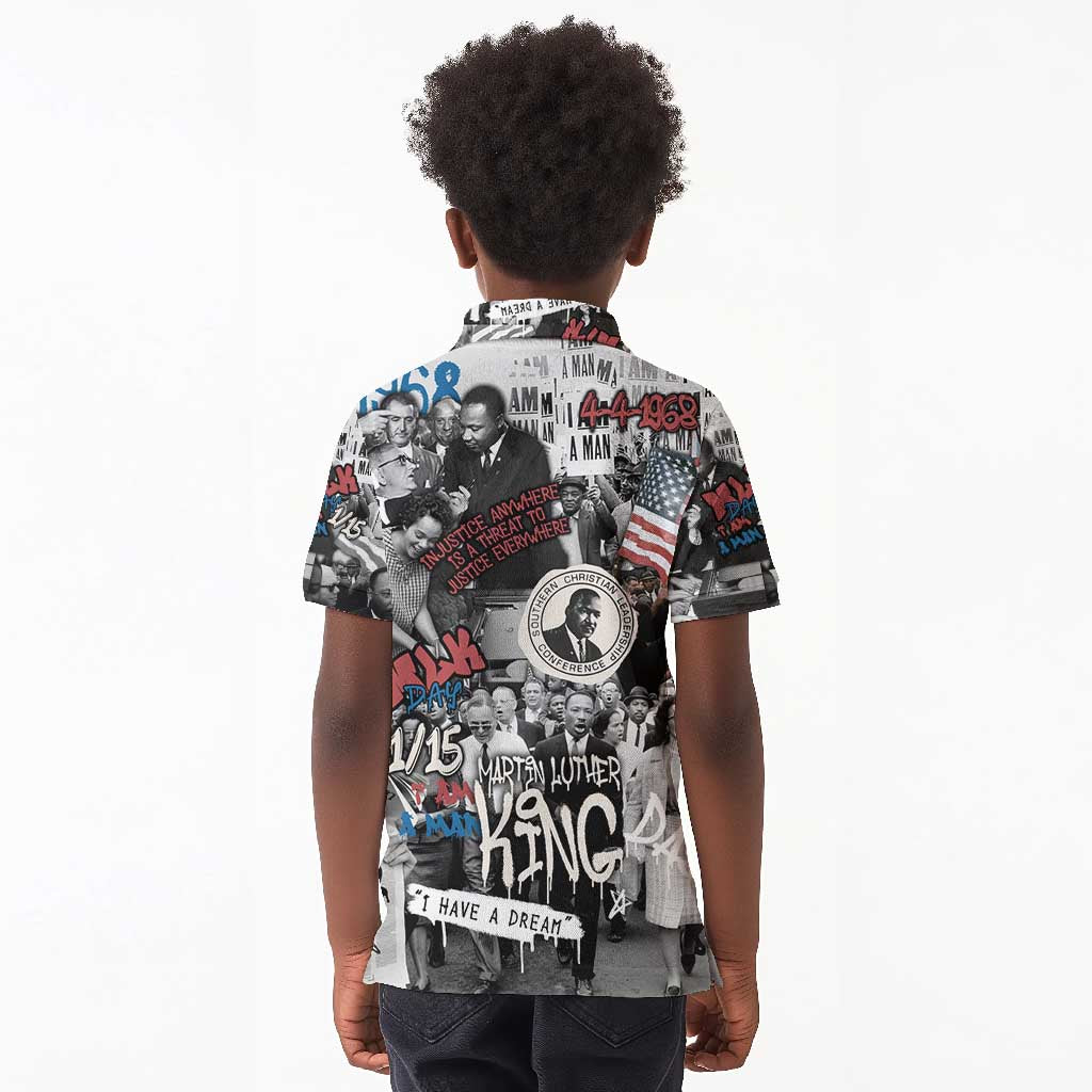 Martin Luther King Day Afro Kid Polo Shirt Civil Rights Leader - Classic American Street Graffiti - African Pride