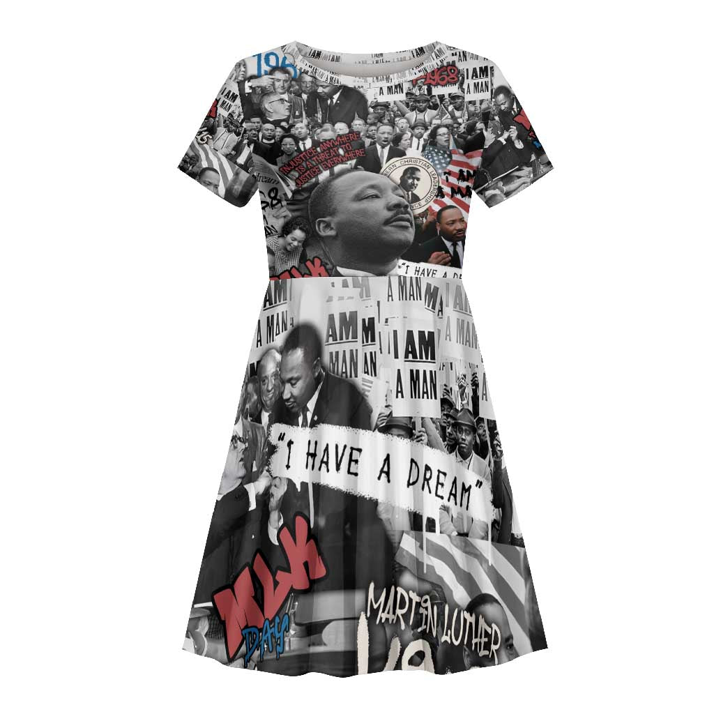 Martin Luther King Day Afro Kid Short Sleeve Dress Civil Rights Leader - Classic American Street Graffiti - African Pride
