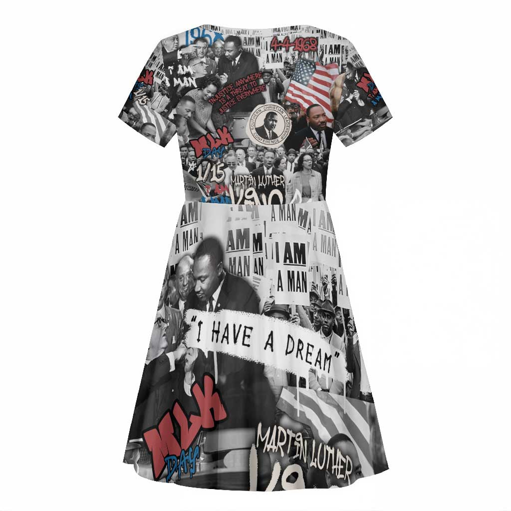 Martin Luther King Day Afro Kid Short Sleeve Dress Civil Rights Leader - Classic American Street Graffiti - African Pride