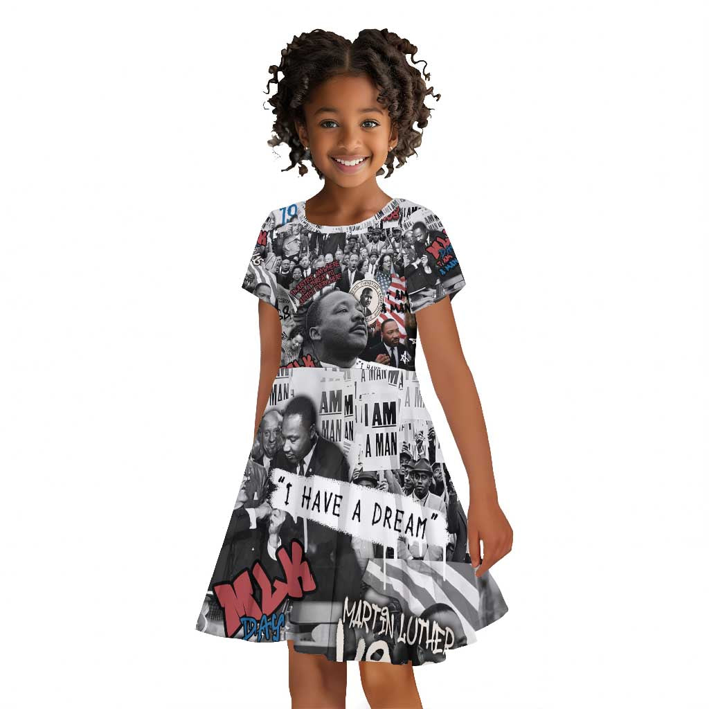 Martin Luther King Day Afro Kid Short Sleeve Dress Civil Rights Leader - Classic American Street Graffiti - African Pride