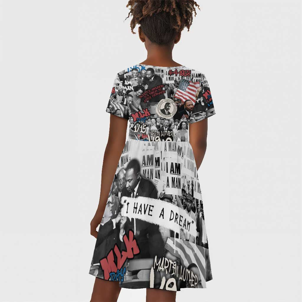 Martin Luther King Day Afro Kid Short Sleeve Dress Civil Rights Leader - Classic American Street Graffiti - African Pride