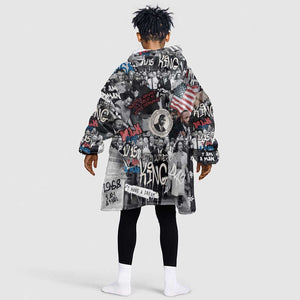 Martin Luther King Day Afro Kid Wearable Blanket Hoodie Civil Rights Leader - Classic American Street Graffiti - African Pride