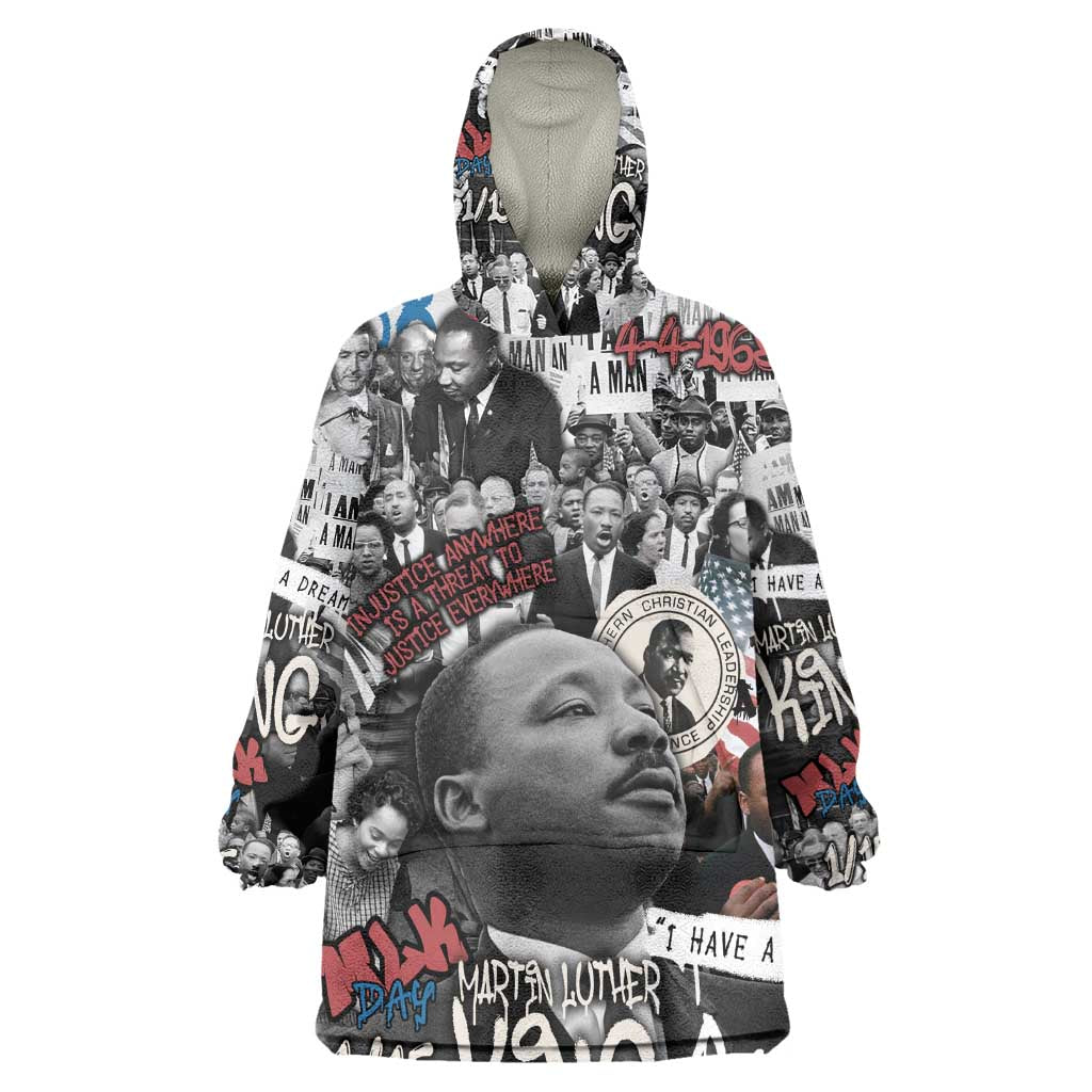 Martin Luther King Day Afro Kid Wearable Blanket Hoodie Civil Rights Leader - Classic American Street Graffiti - African Pride