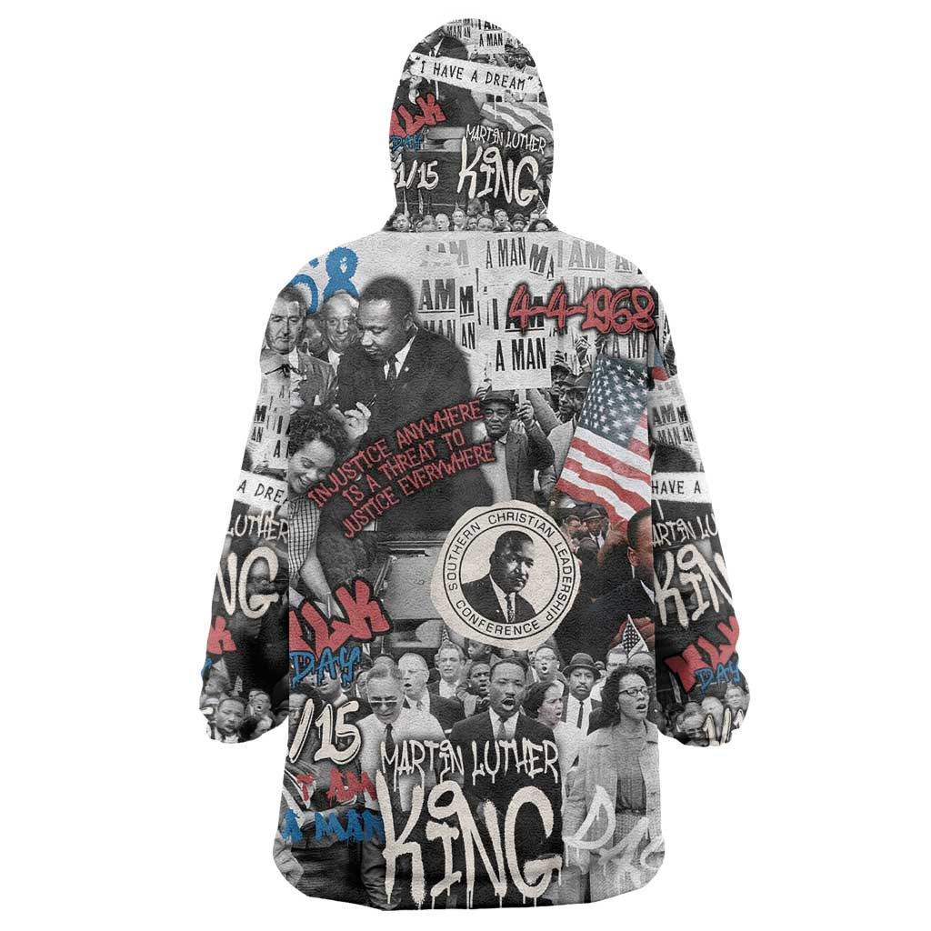 Martin Luther King Day Afro Kid Wearable Blanket Hoodie Civil Rights Leader - Classic American Street Graffiti - African Pride