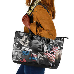 Martin Luther King Day Afro Leather Tote Bag Civil Rights Leader - Classic American Street Graffiti - African Pride