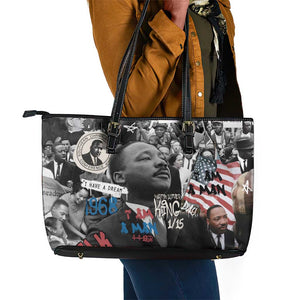 Martin Luther King Day Afro Leather Tote Bag Civil Rights Leader - Classic American Street Graffiti - African Pride