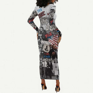 Martin Luther King Day Afro Long Sleeve Bodycon Dress Civil Rights Leader - Classic American Street Graffiti - African Pride