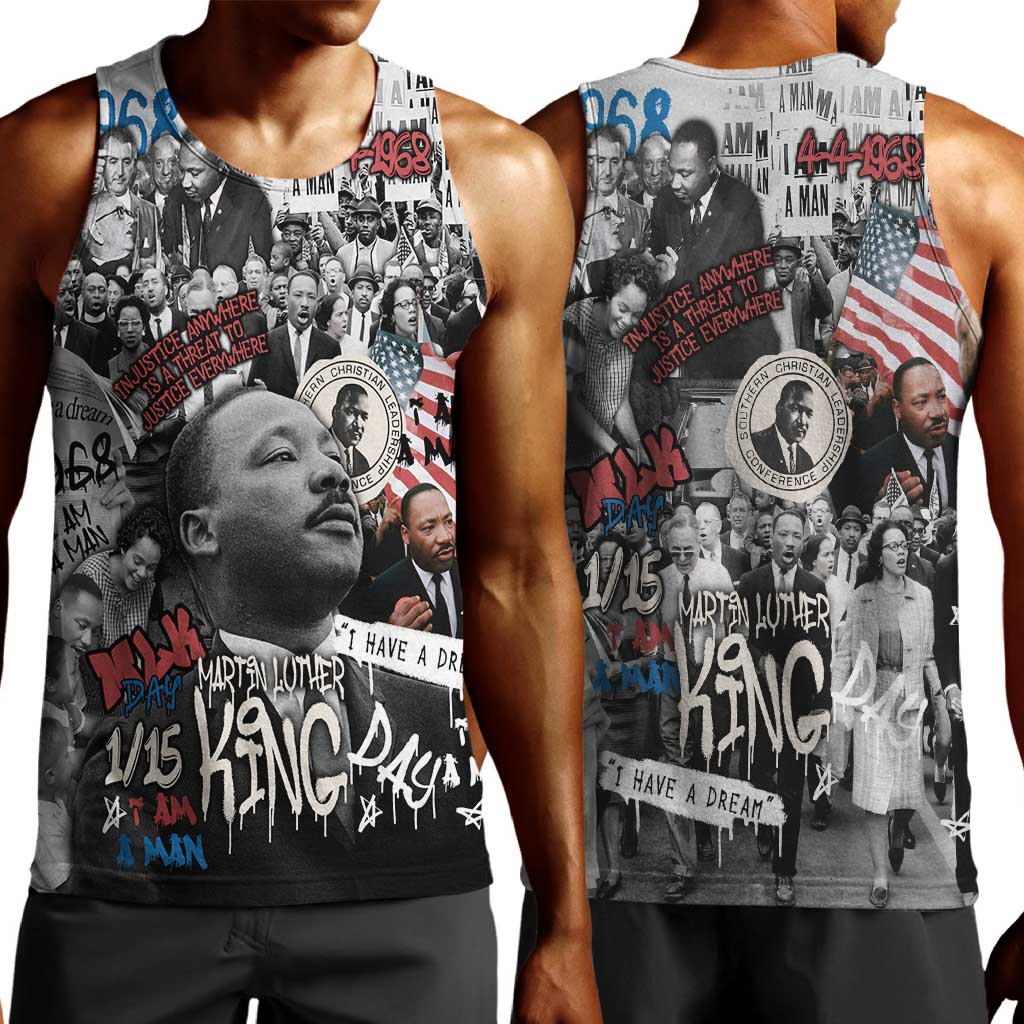 Martin Luther King Day Afro Men Tank Top Civil Rights Leader - Classic American Street Graffiti - African Pride