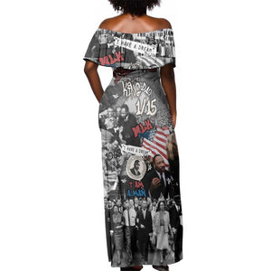 Martin Luther King Day Afro Off Shoulder Maxi Dress Civil Rights Leader - Classic American Street Graffiti - African Pride