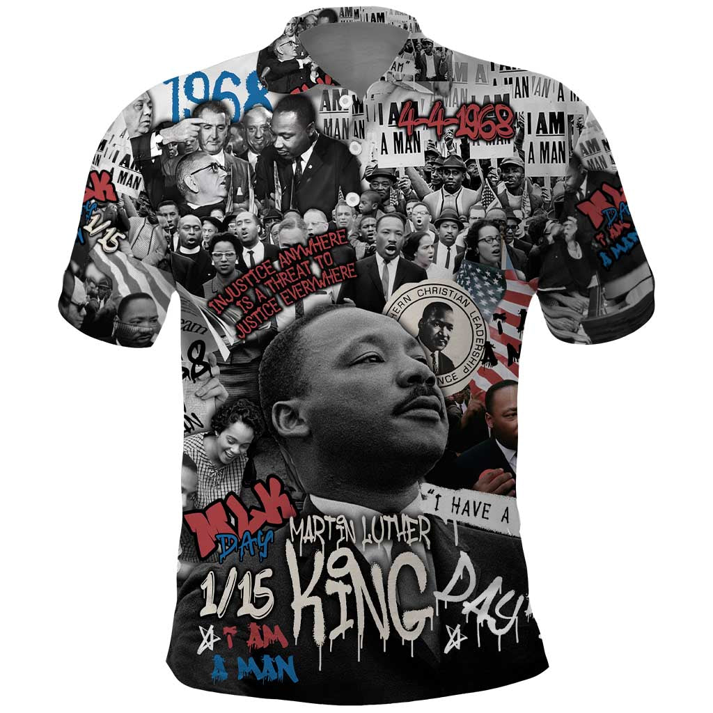 Martin Luther King Day Afro Polo Shirt Civil Rights Leader - Classic American Street Graffiti - African Pride
