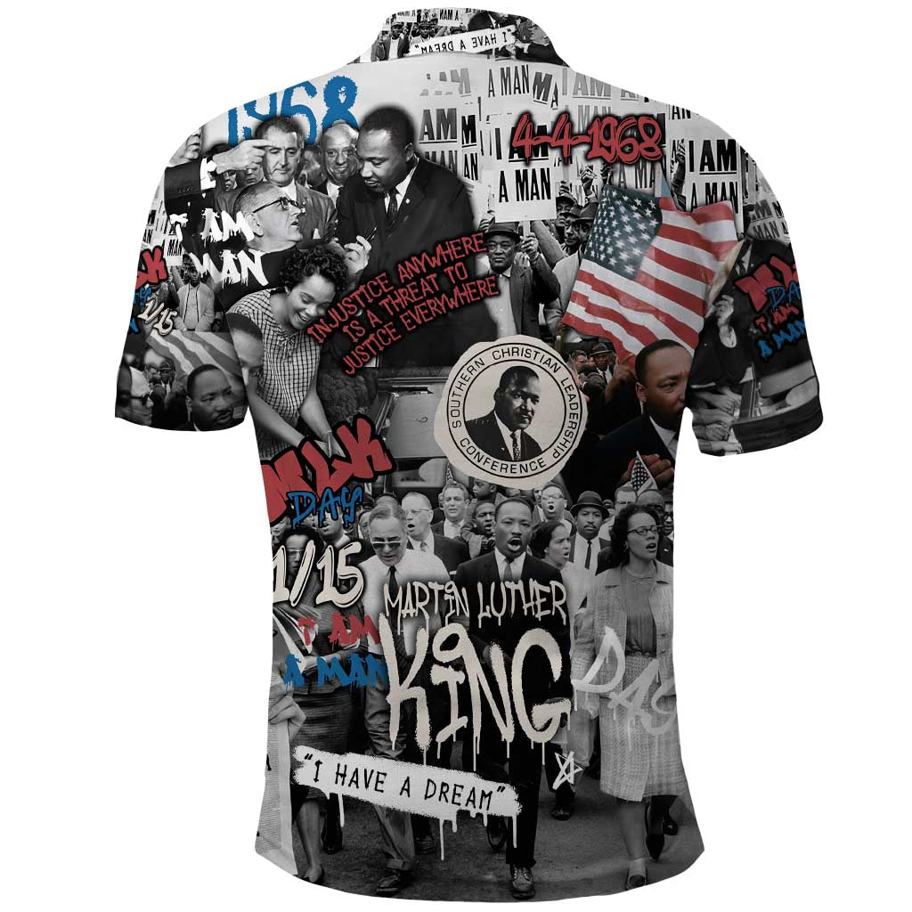 Martin Luther King Day Afro Polo Shirt Civil Rights Leader - Classic American Street Graffiti - African Pride