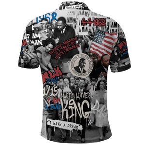 Martin Luther King Day Afro Polo Shirt Civil Rights Leader - Classic American Street Graffiti - African Pride