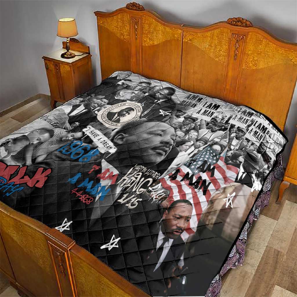 Martin Luther King Day Afro Quilt Civil Rights Leader - Classic American Street Graffiti - African Pride
