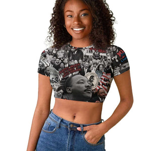 Martin Luther King Day Afro Raglan Cropped T shirt Civil Rights Leader - Classic American Street Graffiti - African Pride