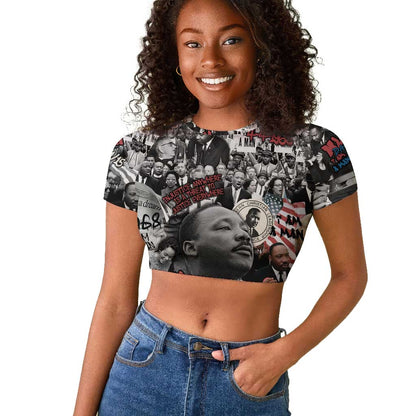 Martin Luther King Day Afro Raglan Cropped T shirt Civil Rights Leader - Classic American Street Graffiti - African Pride