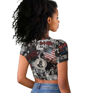 Martin Luther King Day Afro Raglan Cropped T shirt Civil Rights Leader - Classic American Street Graffiti - African Pride