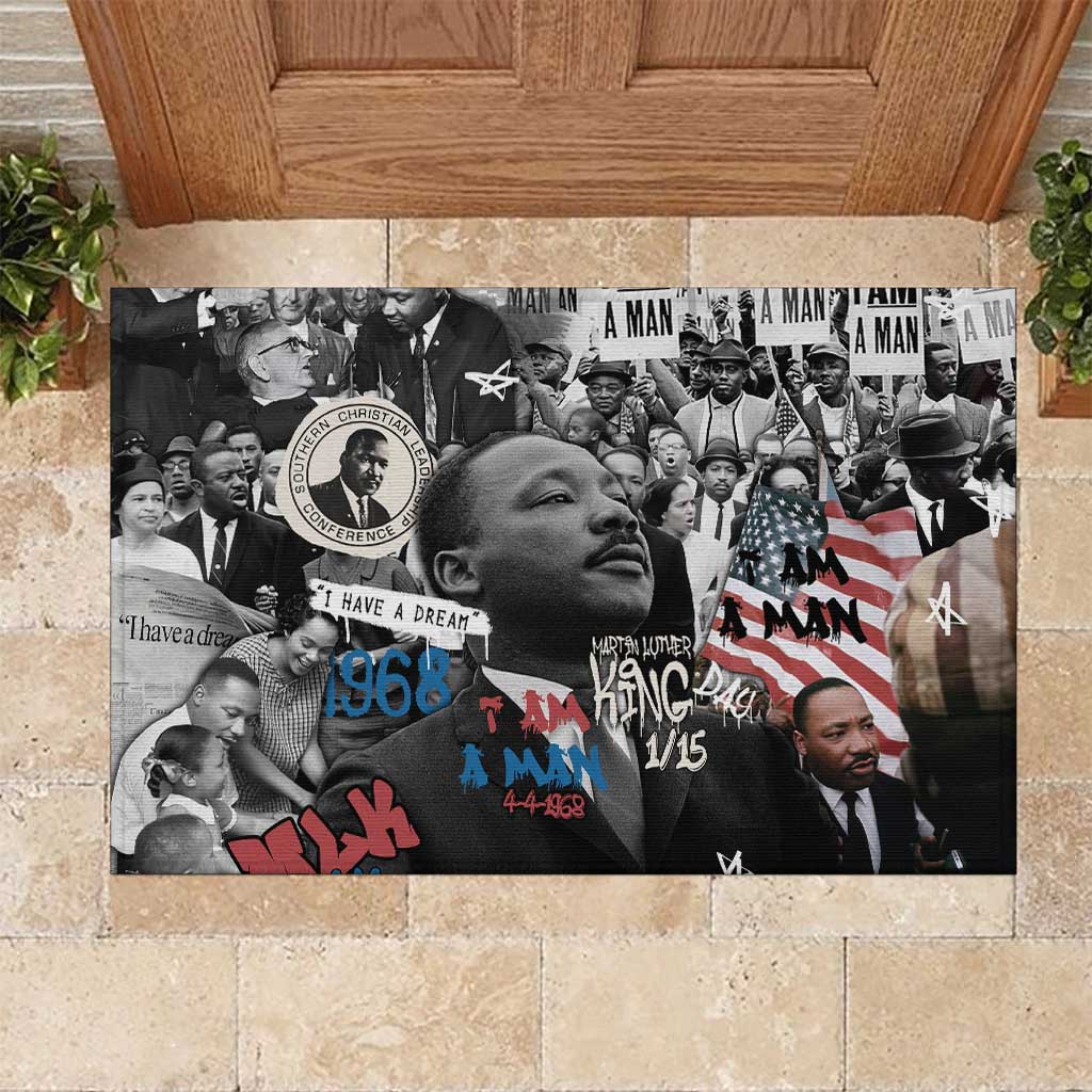 Martin Luther King Day Afro Rubber Doormat Civil Rights Leader - Classic American Street Graffiti - African Pride