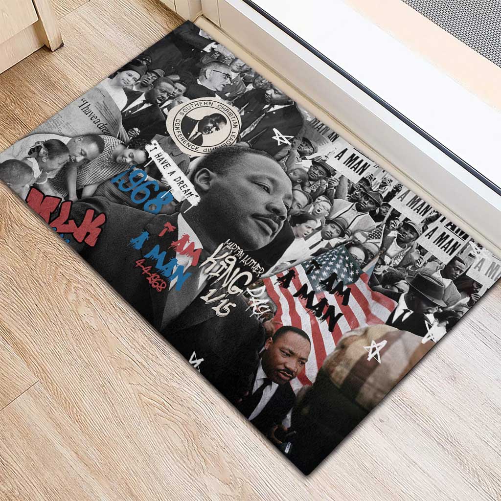 Martin Luther King Day Afro Rubber Doormat Civil Rights Leader - Classic American Street Graffiti - African Pride