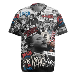 Martin Luther King Day Afro Rugby Jersey Civil Rights Leader - Classic American Street Graffiti - African Pride