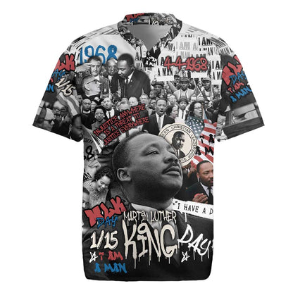 Martin Luther King Day Afro Rugby Jersey Civil Rights Leader - Classic American Street Graffiti - African Pride