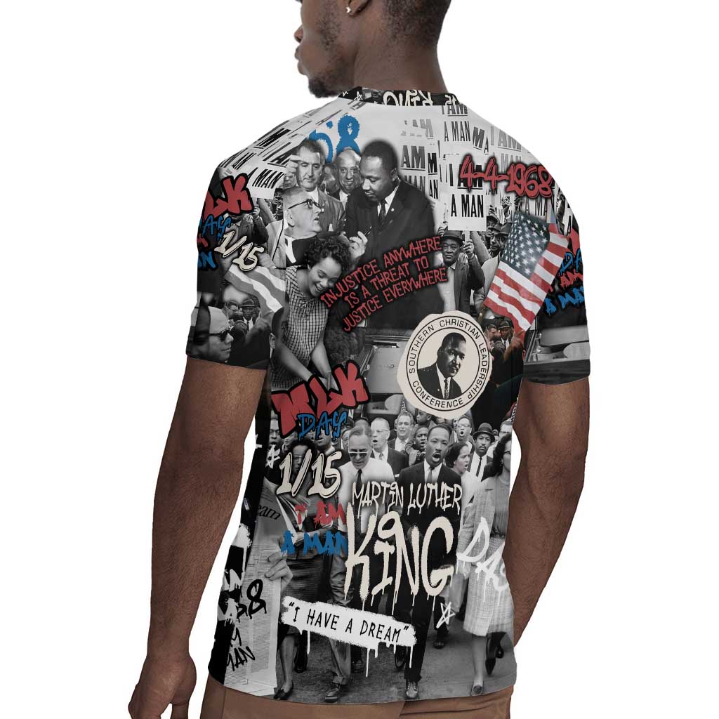 Martin Luther King Day Afro Rugby Jersey Civil Rights Leader - Classic American Street Graffiti - African Pride