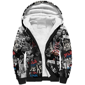 Martin Luther King Day Afro Sherpa Hoodie Civil Rights Leader - Classic American Street Graffiti - African Pride