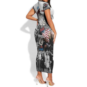 Martin Luther King Day Afro Short Sleeve Bodycon Dress Civil Rights Leader - Classic American Street Graffiti - African Pride