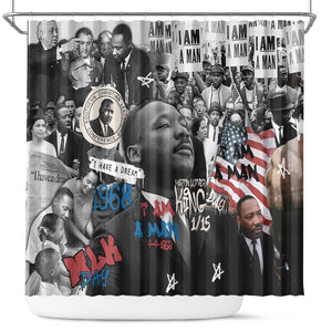 Martin Luther King Day Afro Shower Curtain Civil Rights Leader - Classic American Street Graffiti - African Pride
