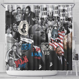 Martin Luther King Day Afro Shower Curtain Civil Rights Leader - Classic American Street Graffiti - African Pride